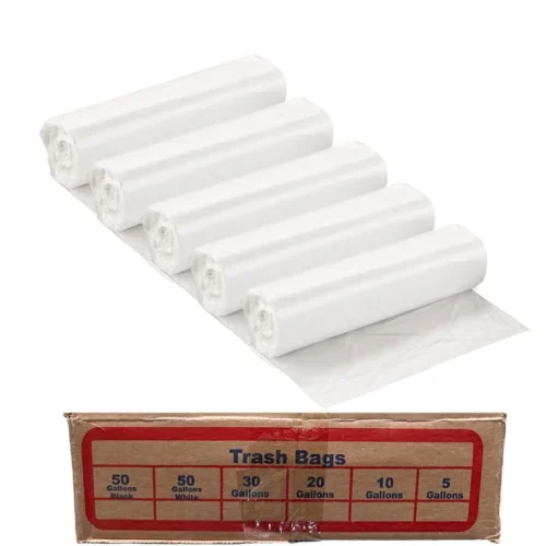 كرتون أكياس نفايات أبيض مقاس ١٠ جالون عدد ٥ رول [الكرتون ١٧٥ كيس]