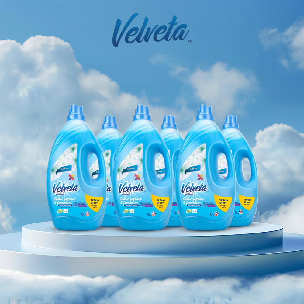 كرتون فلفيتا منعم ملابس عدد ٦ عبوات ٣ لتر-رائحة النسيم